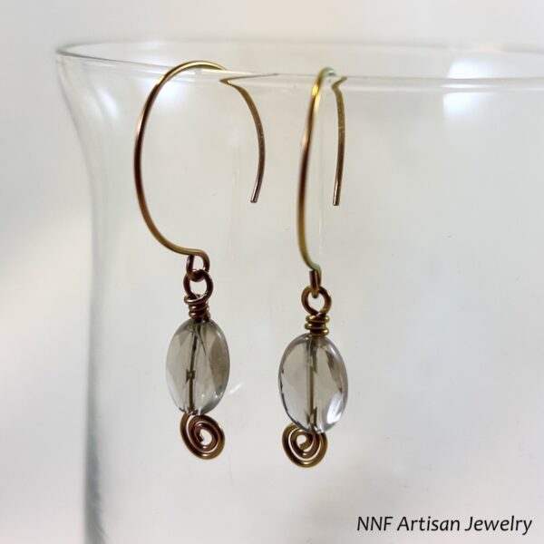 Smoky Quartz Niobium Earrings with Round-Style Earwires