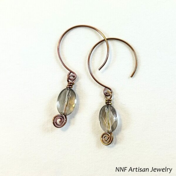 Smoky Quartz Niobium Earrings with Round-Style Earwires