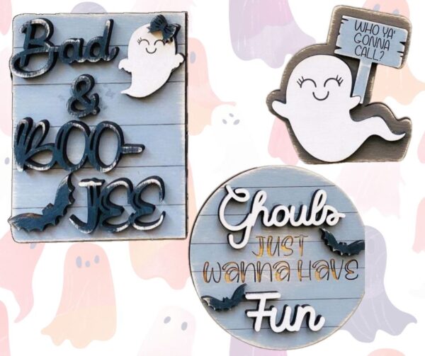 Hey Boo, Halloween, Ghost, Tiered Tray Decor