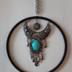 Black crescent with turquoise bead