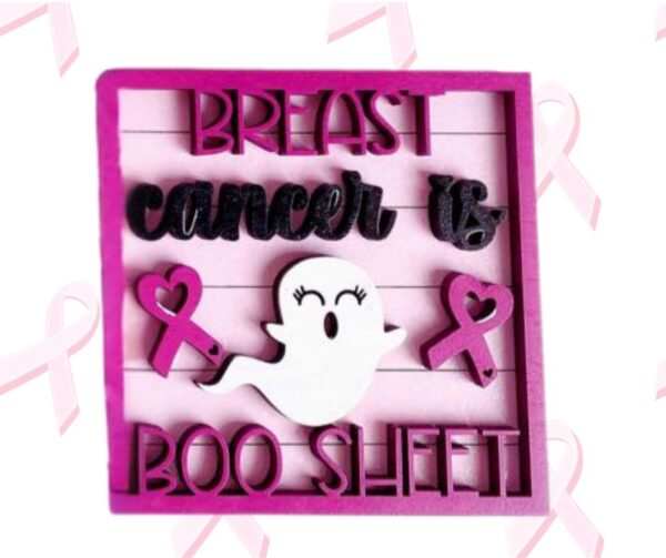 Cancer Is A Witch Tier Tray Decor-Breast Cancer Awareness–Pink Ribbon Decor