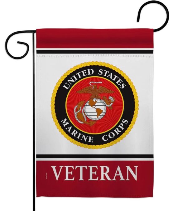 US Marine Corps Veteran Garden Flag 2 Sided Logo