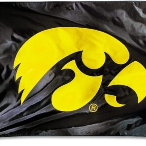 Iowa Hawkeyes Flag 3×5 Applique 2 Sided Black