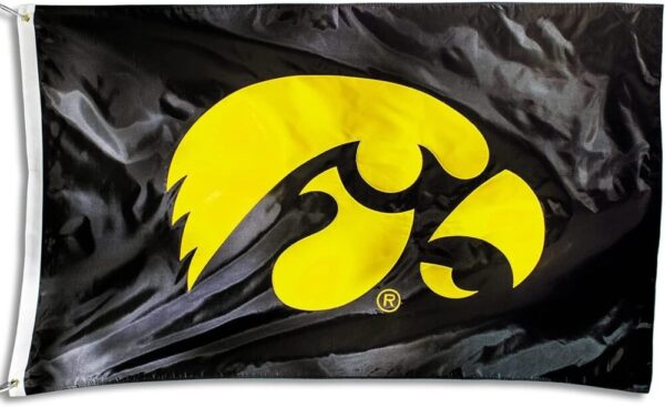 Iowa Hawkeyes Flag 3×5 Applique 2 Sided Black