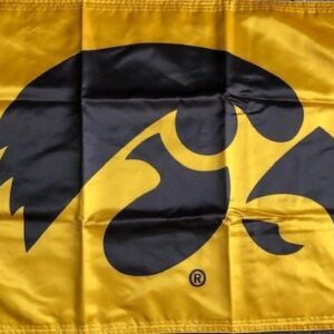 Iowa Hawkeyes Flag 2 Sided 2×3 Black Tigerhawk on Yellow