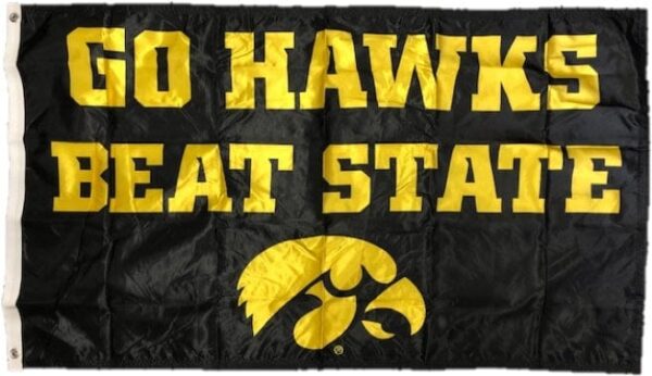 Go Hawks Beat State Flag 2 Sided 3×5 Black