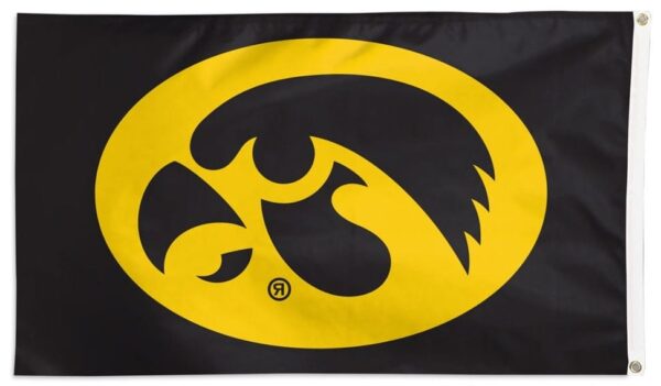 Iowa Hawkeyes Flag 3×5 Secondary Logo Black