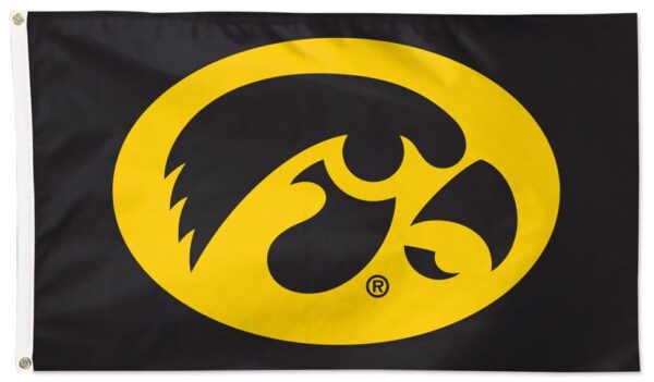 Iowa Hawkeyes Flag 3×5 Secondary Logo Black