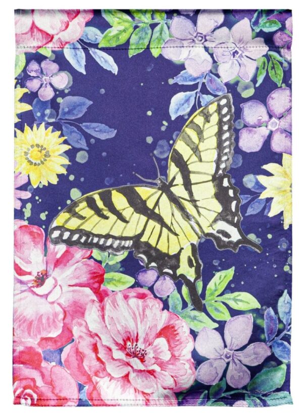 Midnight Butterfly Summer Garden Flag 2 Sided Lustre