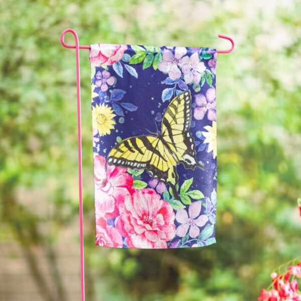 Midnight Butterfly Summer Garden Flag 2 Sided Lustre