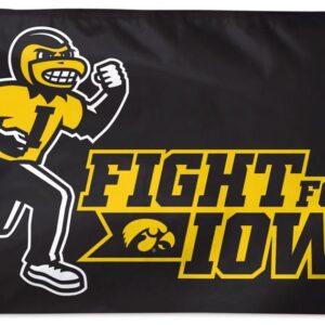 Fight For Iowa Flag 3×5 Black Hawkeyes