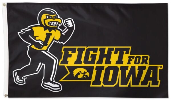 Fight For Iowa Flag 3×5 Black Hawkeyes