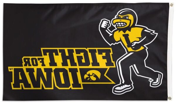 Fight For Iowa Flag 3×5 Black Hawkeyes