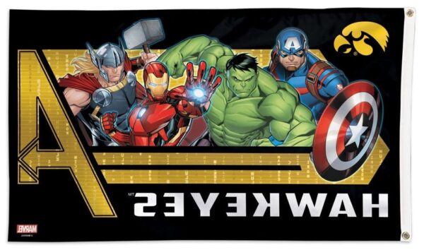 Iowa Hawkeyes Flag 3×5 Marvel Logo