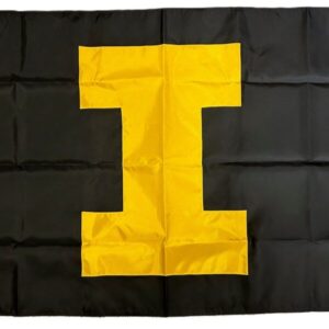 Iowa Hawkeyes Flag 2 Sided Gold I on Black Applique