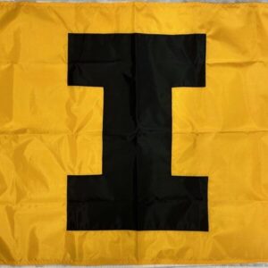 Iowa Hawkeyes Flag 2 Sided Black I on Yellow Applique