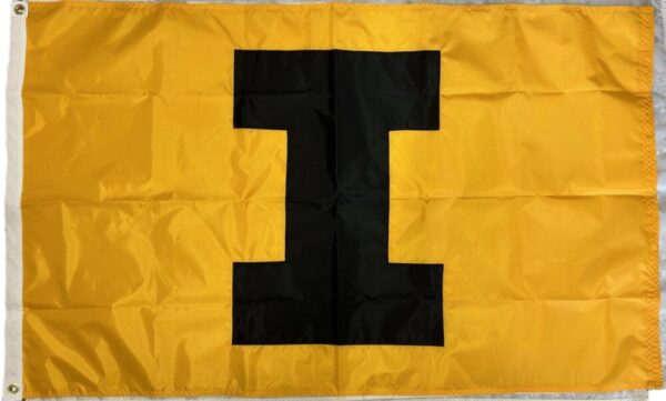 Iowa Hawkeyes Flag 2 Sided Black I on Yellow Applique