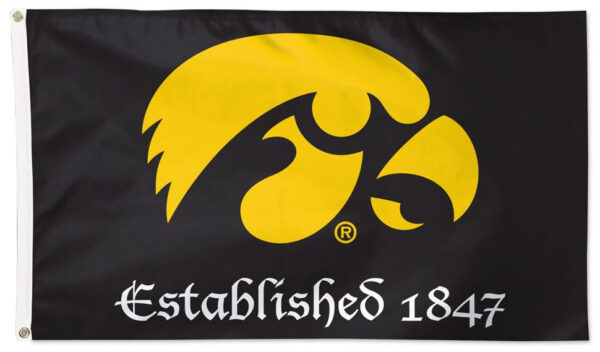 Iowa Hawkeyes Flag 3×5 Established 1847 Black