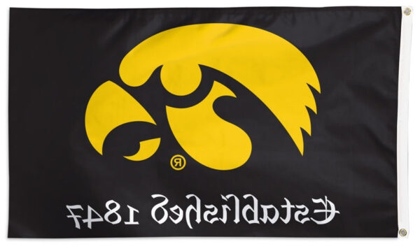 Iowa Hawkeyes Flag 3×5 Established 1847 Black