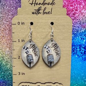 Music, Singing, hand made, hand painted earrings