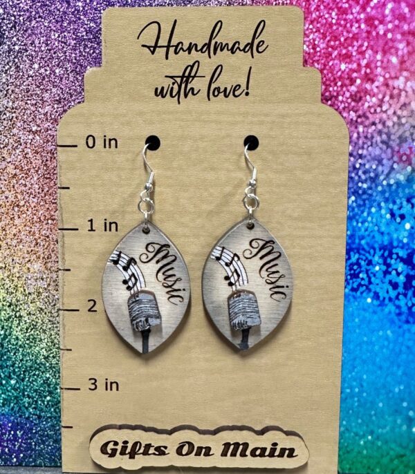 Music, Singing, hand made, hand painted earrings