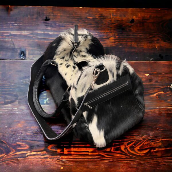 Cowhide Duffle Bag – Black and White & Tan and White