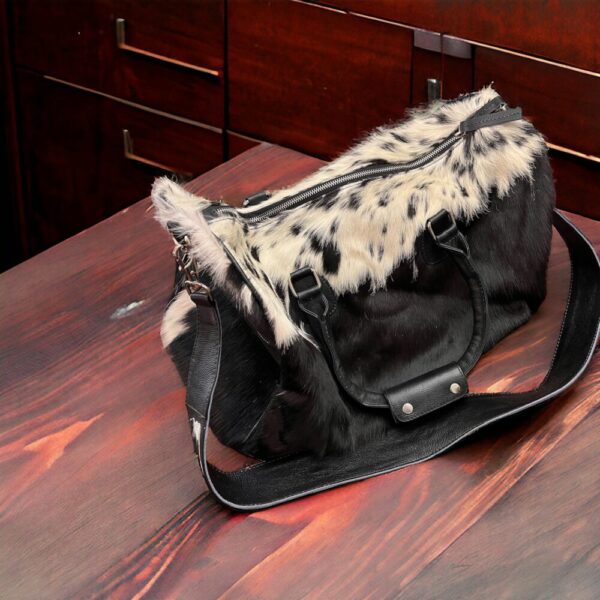 Cowhide Duffle Bag – Black and White & Tan and White