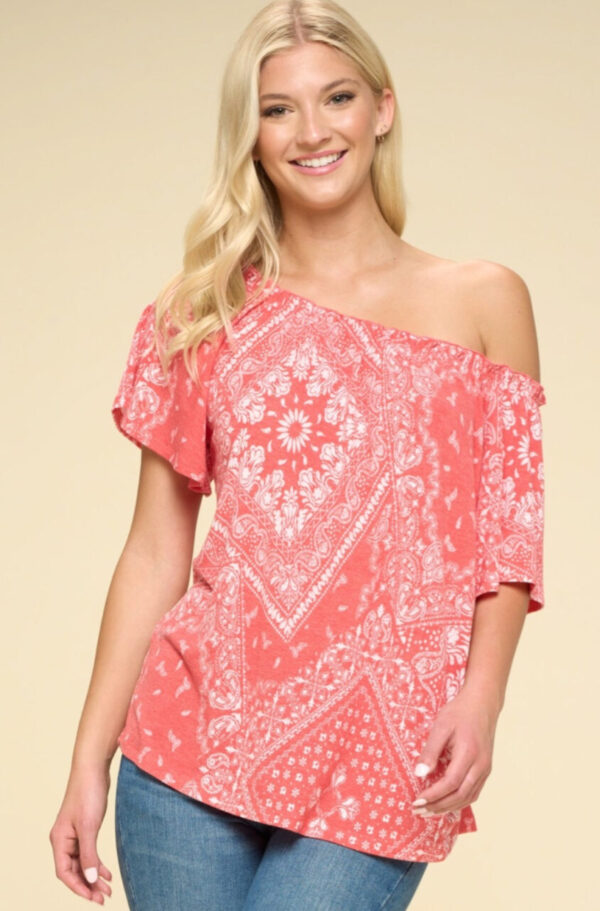 Paisley Printed Boat Neckline Top