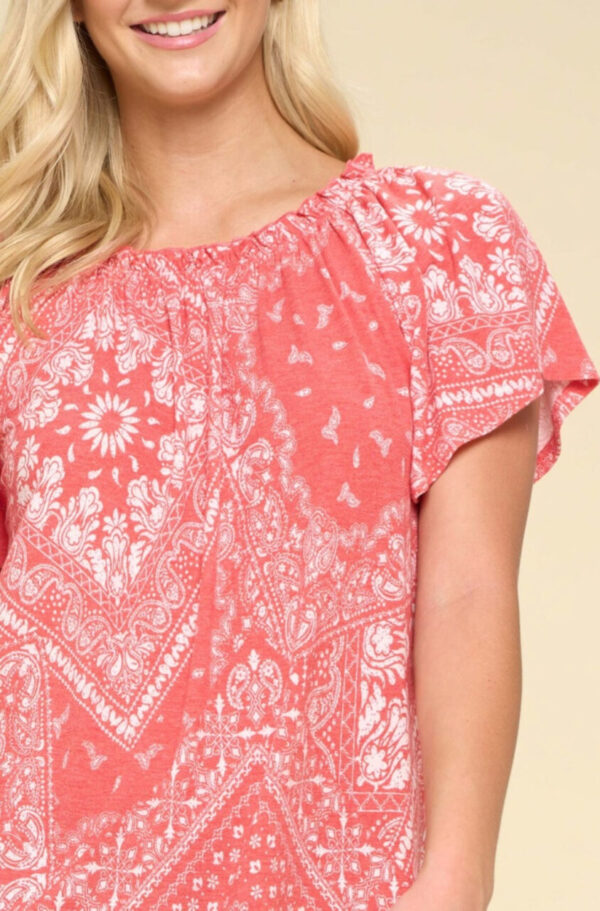 Paisley Printed Boat Neckline Top