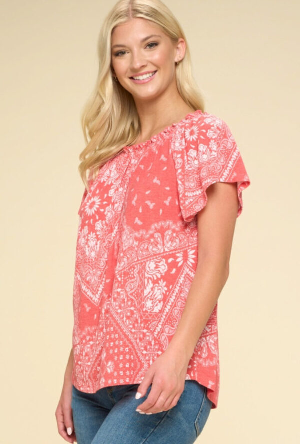 Paisley Printed Boat Neckline Top