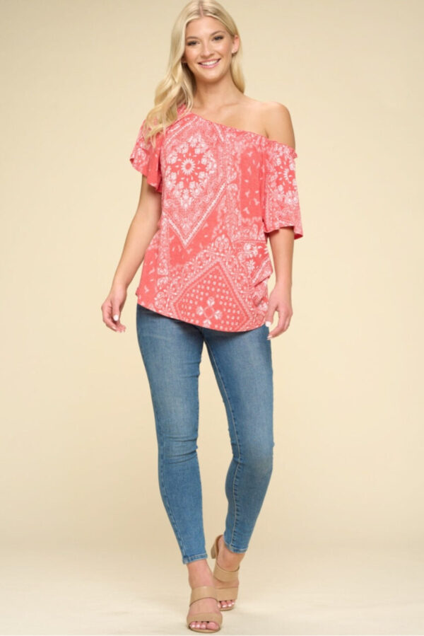 Paisley Printed Boat Neckline Top