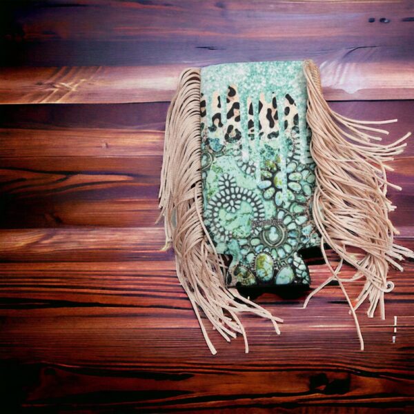 Slim Turquoise Stones Fringe Koozie