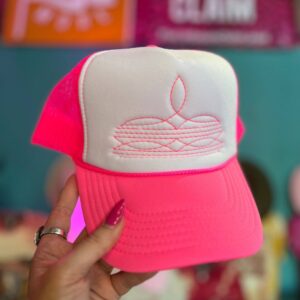 Western Boot Stitch Trucker Hat – Hot pink!