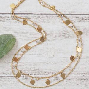 Keeper Of The Heart Double Chain Gold Necklace