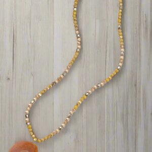 Nature’s Beauty Beaded Necklace with Stone Pendant, Mustard