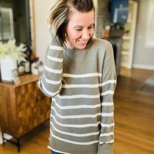 Deep Sage Stripe Sweater