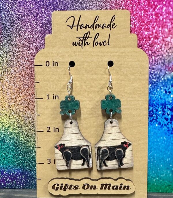 4 H, Clover, Cow, Cow Tag, county fair, state fair, handmade earrings