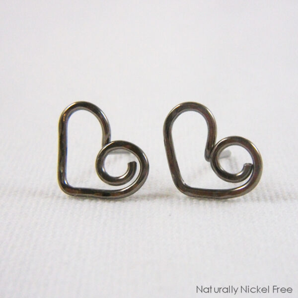 Niobium Wire Heart Post Earrings, Choose Your Color