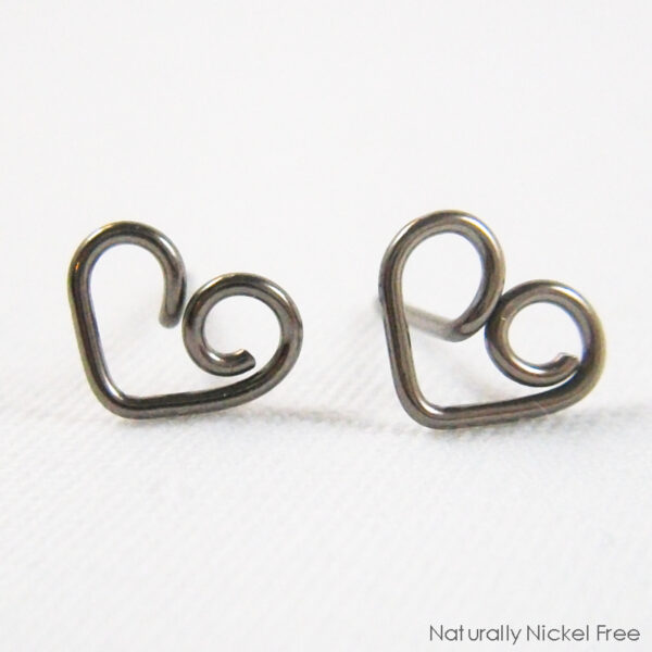 Niobium Wire Heart Post Earrings, Choose Your Color