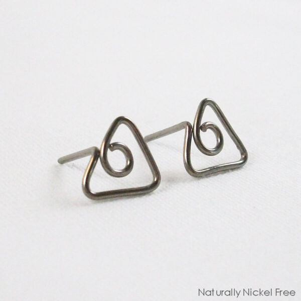 Niobium Triangle Post Earrings, Choice of Color