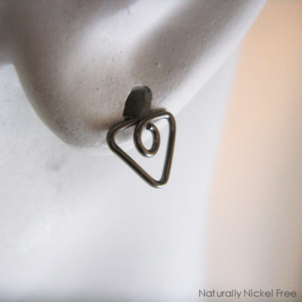 Niobium Triangle Post Earrings, Choice of Color