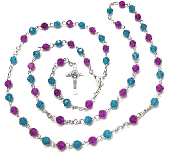 Handmade Violet Purple & Teal Rosary Catholic Gift