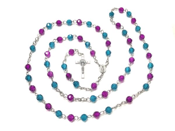 Handmade Violet Purple & Teal Rosary Catholic Gift