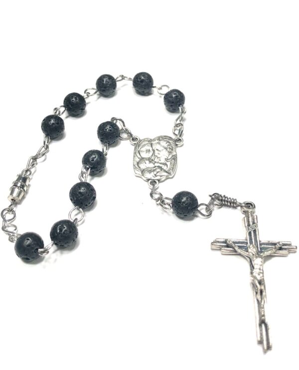 Handmade One Decade Black Car Rosary Rear View Mirror Men Catholic Gift