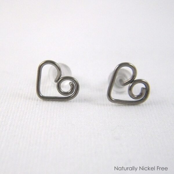 Niobium Wire Heart Post Earrings, Choose Your Color