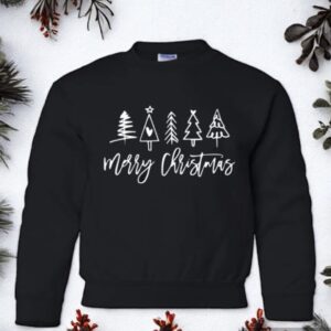 Kids Merry Christmas Trees Crewneck Sweatshirt