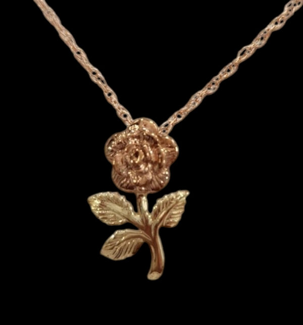 Rose necklace -14k rose gold and yellow gold necklace