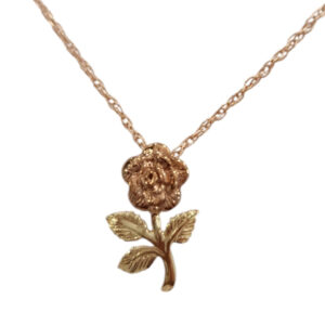 Rose necklace -14k rose gold and yellow gold necklace