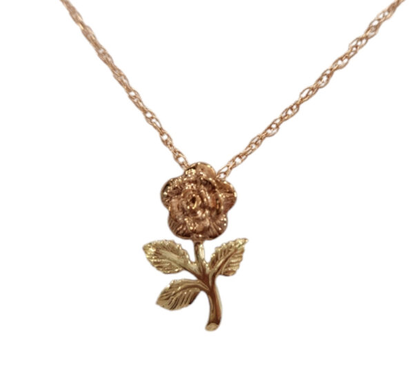 Rose necklace -14k rose gold and yellow gold necklace