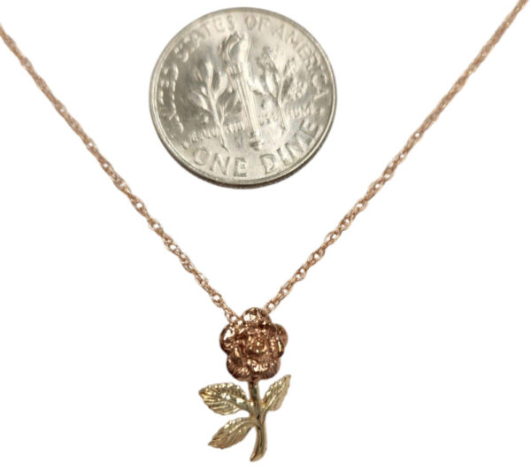 Rose necklace -14k rose gold and yellow gold necklace